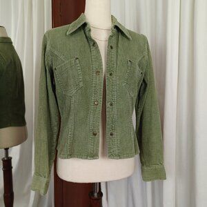 Vintage 90s Contempo Casuals Cotton Corduroy Top, Small, Sage Green, Shacket